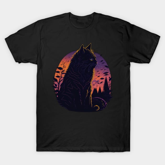 Silhouette cat T-Shirt by PonceauSpark
